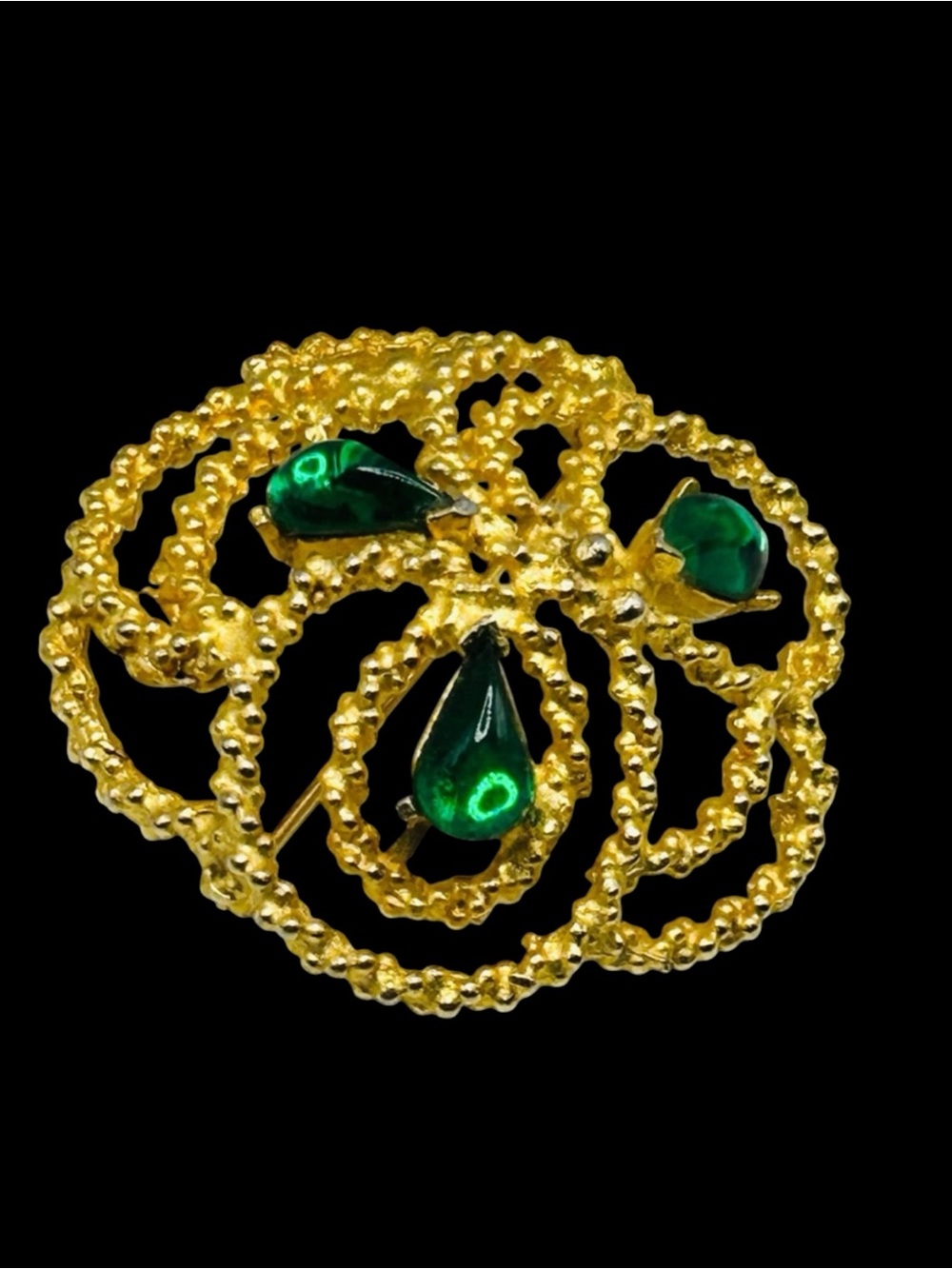 Vintage Dalsheim Green Rhinestone Modernist Brooch
